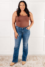 Hannah Mid Rise Thermal Bootcut Jeans - Maple Row Boutique