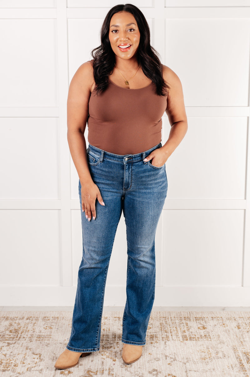 Hannah Mid Rise Thermal Bootcut Jeans - Maple Row Boutique