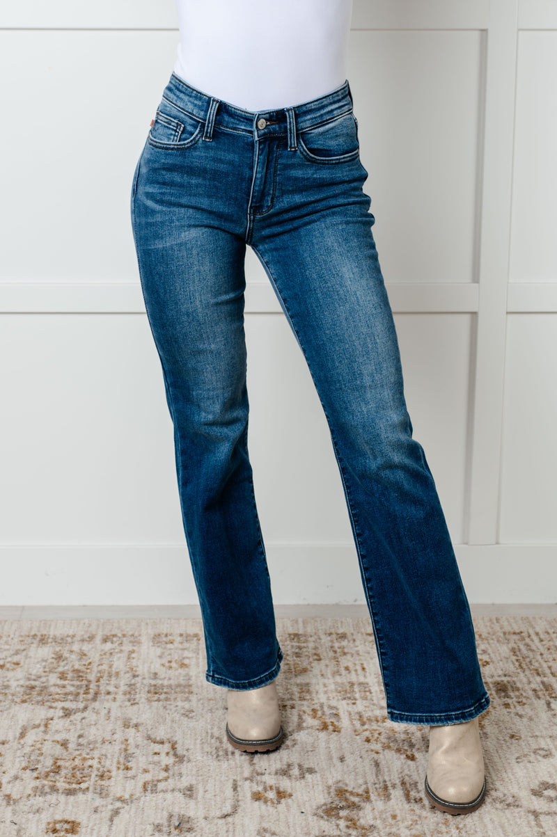 Hannah Mid Rise Thermal Bootcut Jeans - Maple Row Boutique