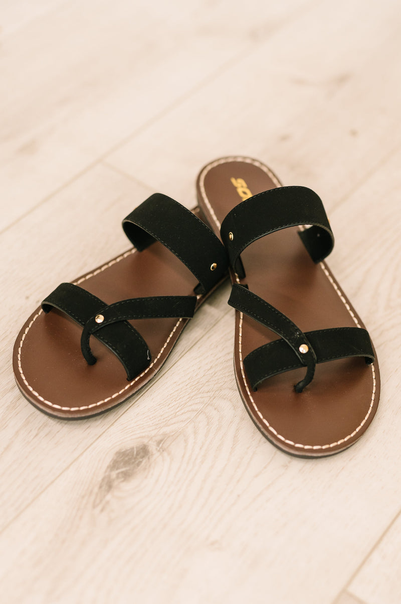 Heart & Sole Slip on Sandals in Clarity Black - Maple Row Boutique