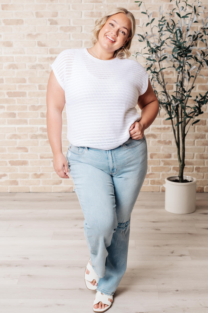Here for More Open Knit Cap Sleeve Sweater - Maple Row Boutique