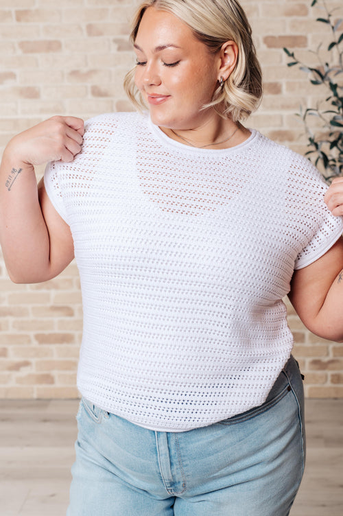 Here for More Open Knit Cap Sleeve Sweater - Maple Row Boutique