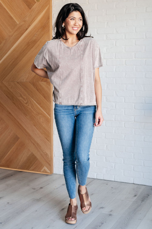 Here for the Vibes Mineral Wash Spliced Tee - Maple Row Boutique