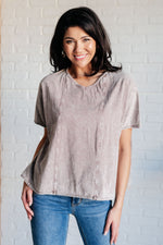 Here for the Vibes Mineral Wash Spliced Tee - Maple Row Boutique