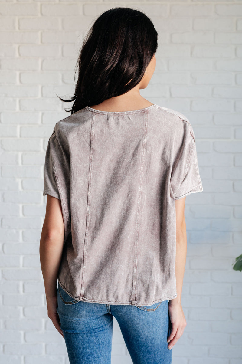 Here for the Vibes Mineral Wash Spliced Tee - Maple Row Boutique
