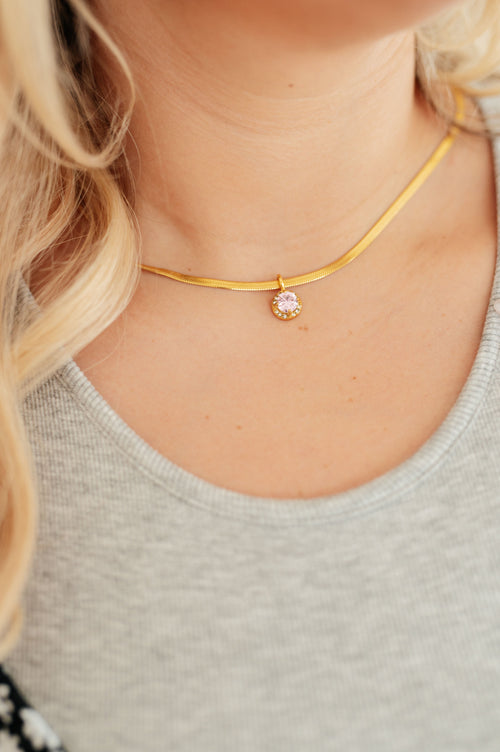 Here to Shine Gold Plated Necklace in Pink - Maple Row Boutique 