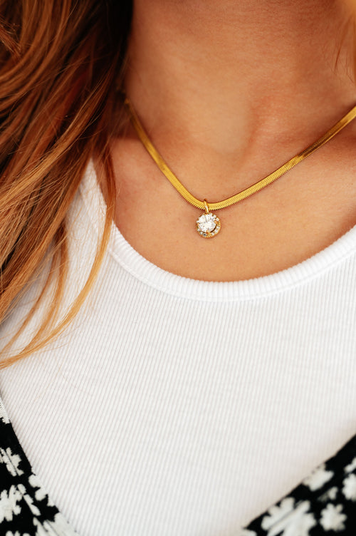 Here to Shine Gold Plated Necklace in White - Maple Row Boutique 