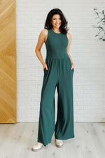 Hilary Wide Leg Jumpsuit in Green - Maple Row Boutique 