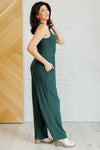 Hilary Wide Leg Jumpsuit in Green - Maple Row Boutique 