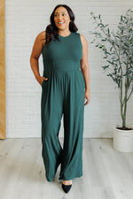 Hilary Wide Leg Jumpsuit in Green - Maple Row Boutique 