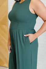 Hilary Wide Leg Jumpsuit in Green - Maple Row Boutique 
