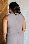 Hilary Wide Leg Jumpsuit in Grey - Maple Row Boutique 