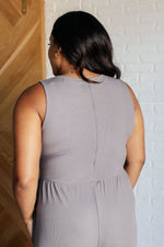 Hilary Wide Leg Jumpsuit in Grey - Maple Row Boutique 