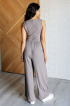 Hilary Wide Leg Jumpsuit in Grey - Maple Row Boutique 