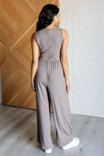 Hilary Wide Leg Jumpsuit in Grey - Maple Row Boutique 