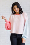 Hit Me With Your Best Shot Colorblock Top in Light Pink - Maple Row Boutique