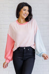 Hit Me With Your Best Shot Colorblock Top in Light Pink - Maple Row Boutique