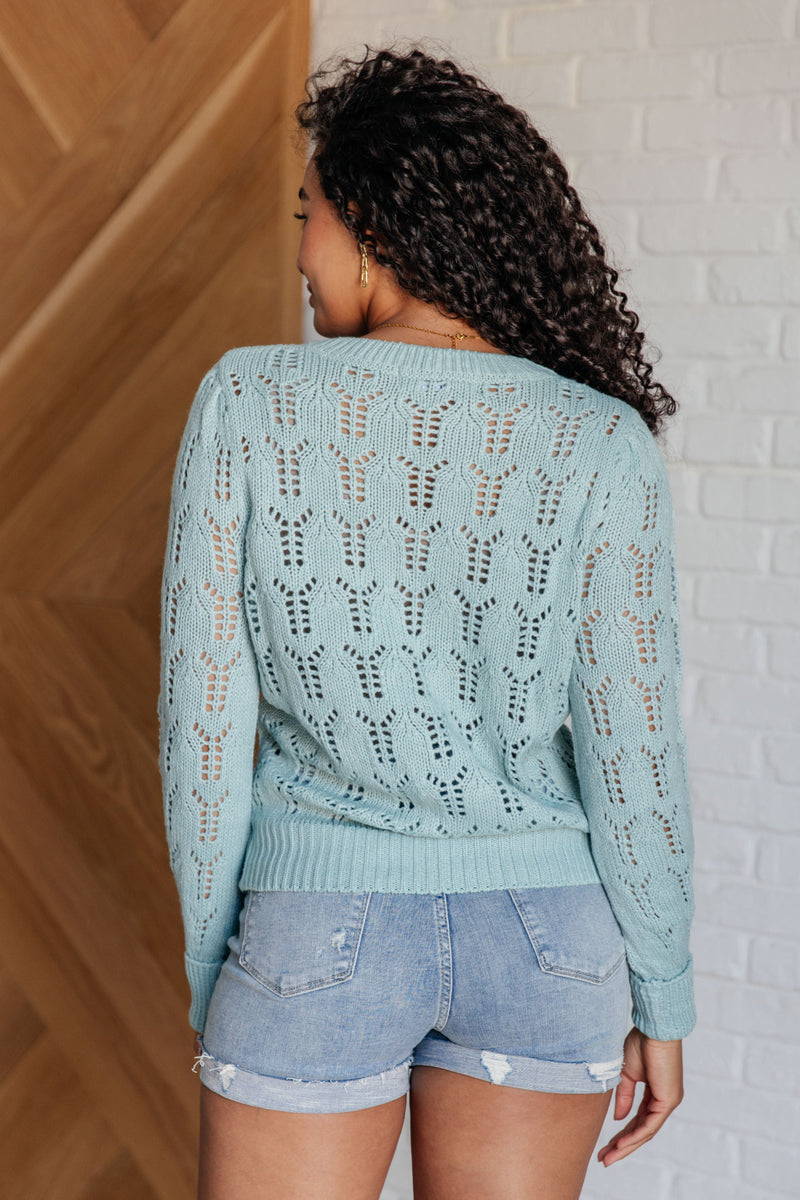 Hole In One Sheer Pointelle Knit Sweater - Maple Row Boutique 