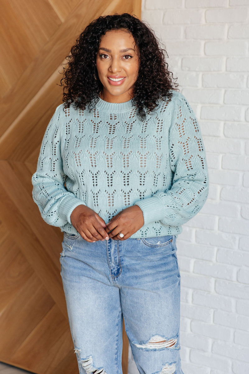 Hole In One Sheer Pointelle Knit Sweater - Maple Row Boutique 