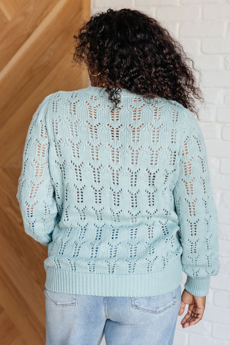 Hole In One Sheer Pointelle Knit Sweater - Maple Row Boutique 