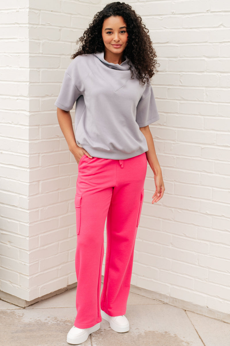 Run, Don't Walk Cargo Sweatpants in Flamingo Pink - Maple Row Boutique 