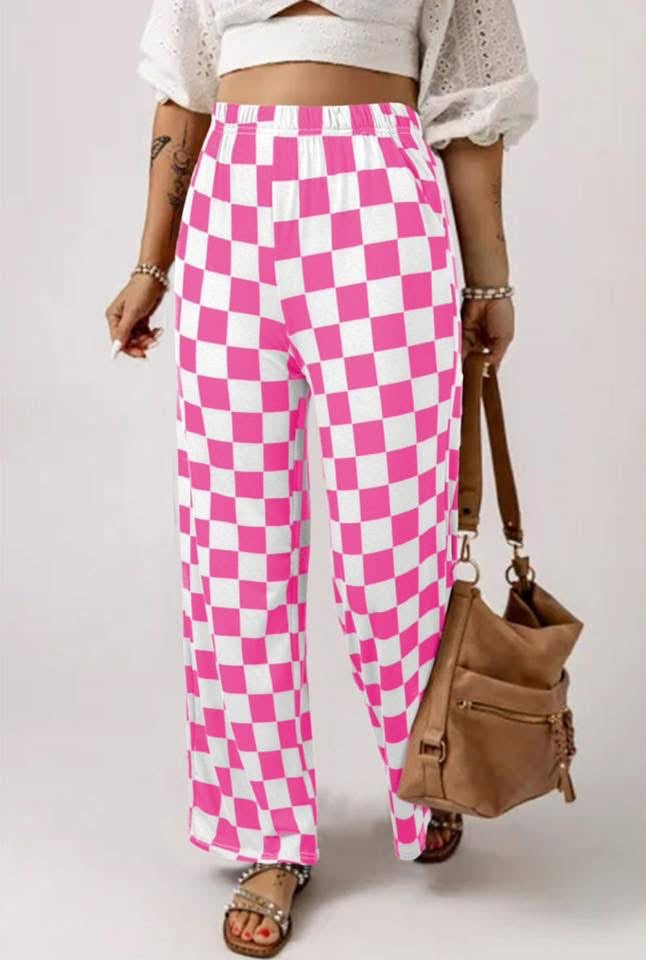 Pink Checkered Lounge Pants - Maple Row Boutique