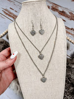 Double Layered Heart Necklace Set - Maple Row Boutique 