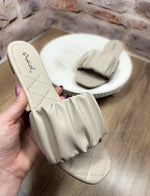 Hazel Ruched Sandal in Warm Grey - Maple Row Boutique 