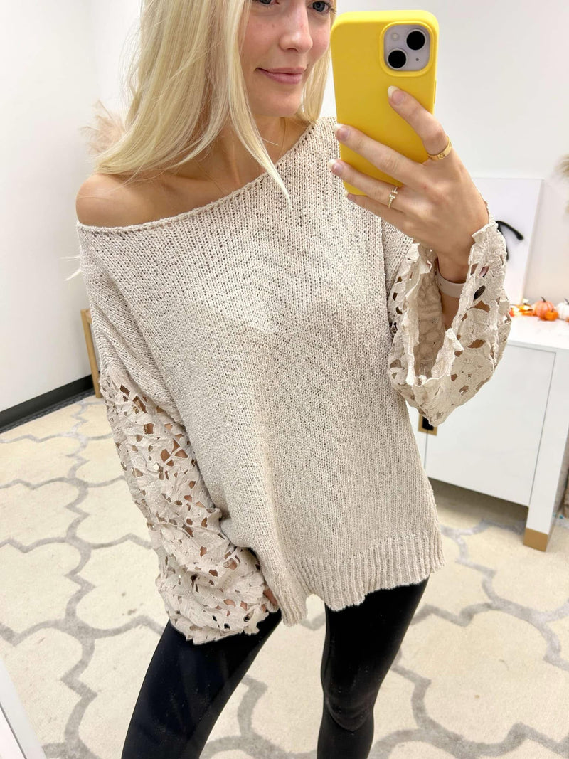 Celeste Spring Lace Sweater - Maple Row Boutique