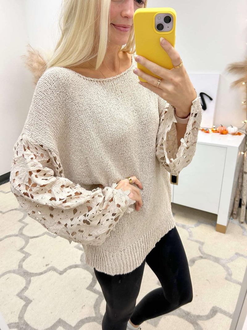 Celeste Spring Lace Sweater - Maple Row Boutique