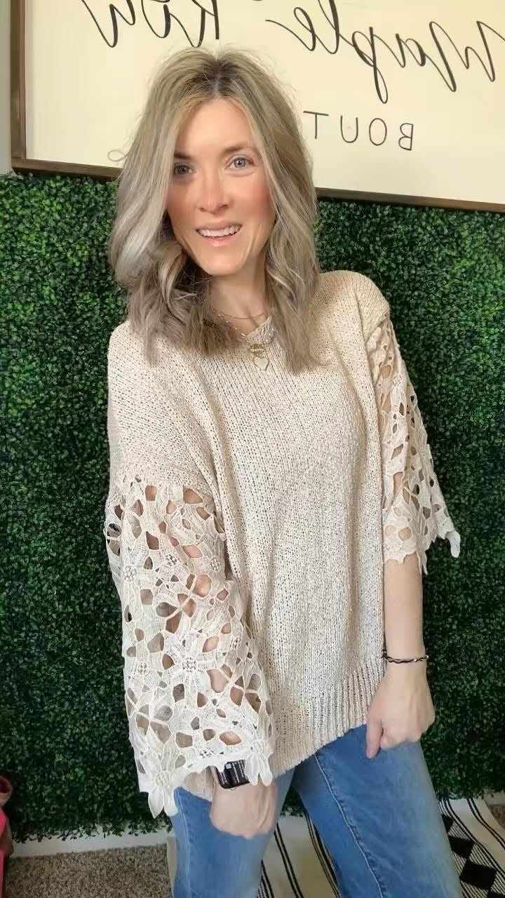 Celeste Spring Lace Sweater - Maple Row Boutique