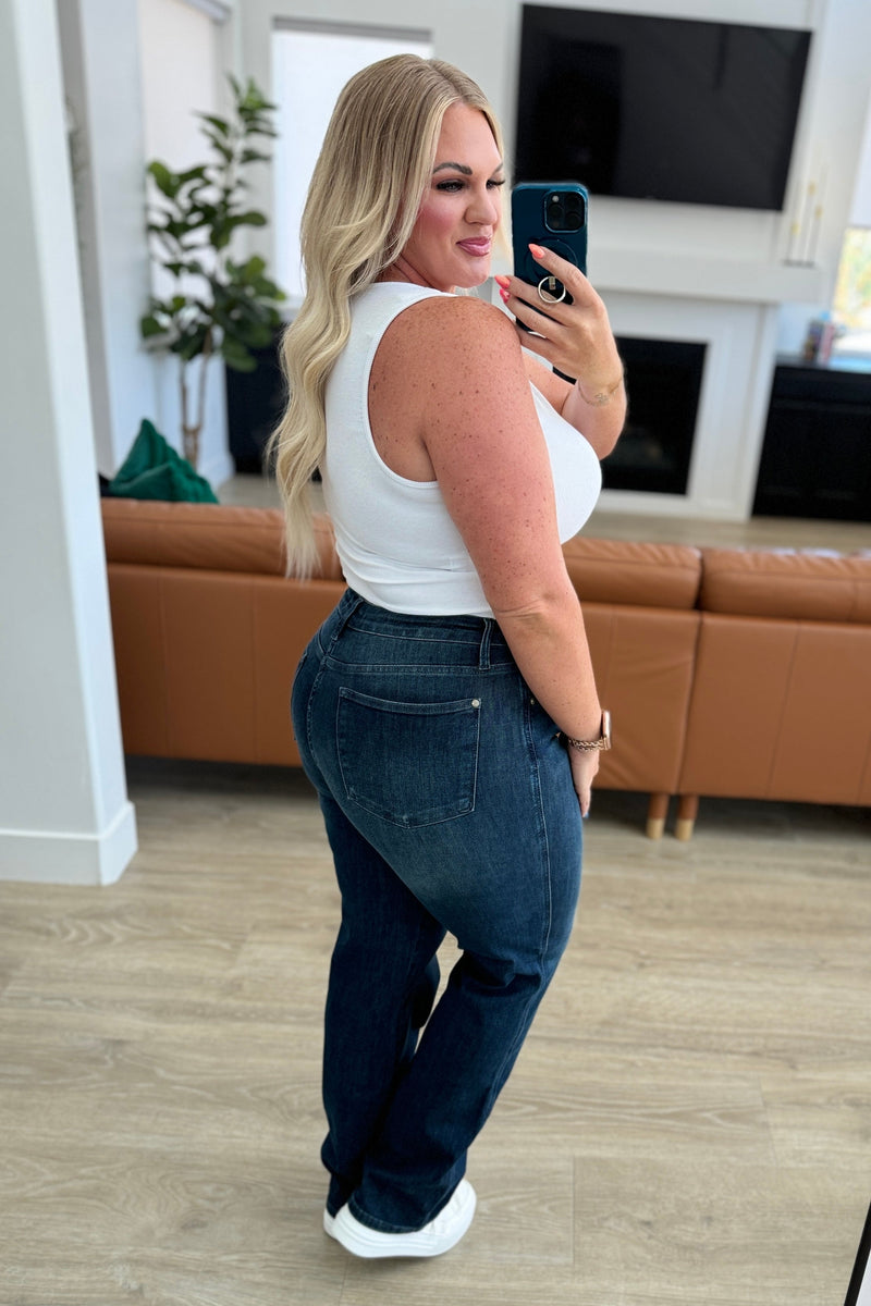 Muriel Mid Rise Control Top Classic Straight Jeans - Maple Row Boutique 
