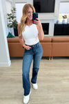 Muriel Mid Rise Control Top Classic Straight Jeans - Maple Row Boutique 