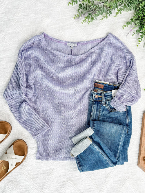Dolman Sleeve Knit Sweater In Lilac - Maple Row Boutique 