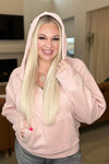 Half Zip Cropped Hoodie in Pink - Maple Row Boutique