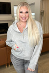 Half Zip Cropped Hoodie in Heather Grey - Maple Row Boutique