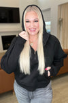Half Zip Cropped Hoodie in Black - Maple Row Boutique