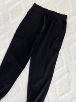 High Waisted Jogger Pants With Pockets In Black - Maple Row Boutique 