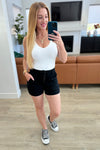 Reagan High Rise Button Fly Trouser Shorts - Maple Row Boutique