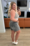 Greyson High Rise Button Fly Cuffed Shorts in Grey - Maple Row Boutique
