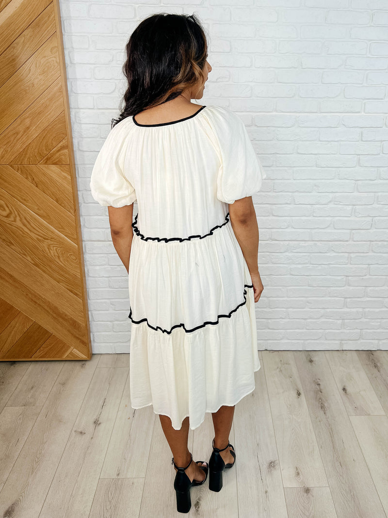 If This World Was Mine Tiered Half Sleeve Dress in Ivory - Maple Row Boutique