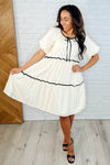 If This World Was Mine Tiered Half Sleeve Dress in Ivory - Maple Row Boutique