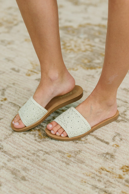 Imelda Off White Crocheted Slip On Sandal - Maple Row Boutique