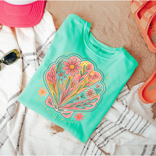 Floral Shell Graphic Tee - Maple Row Boutique