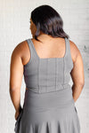 It's All About the Balance Twill Square Neck Crop Top in Titanium - Maple Row Boutique 