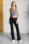 It's All About the Balance Twill Square Neck Crop Top in Titanium - Maple Row Boutique 