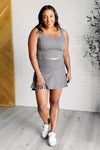 It's All About the Balance Twill Square Neck Crop Top in Titanium - Maple Row Boutique 