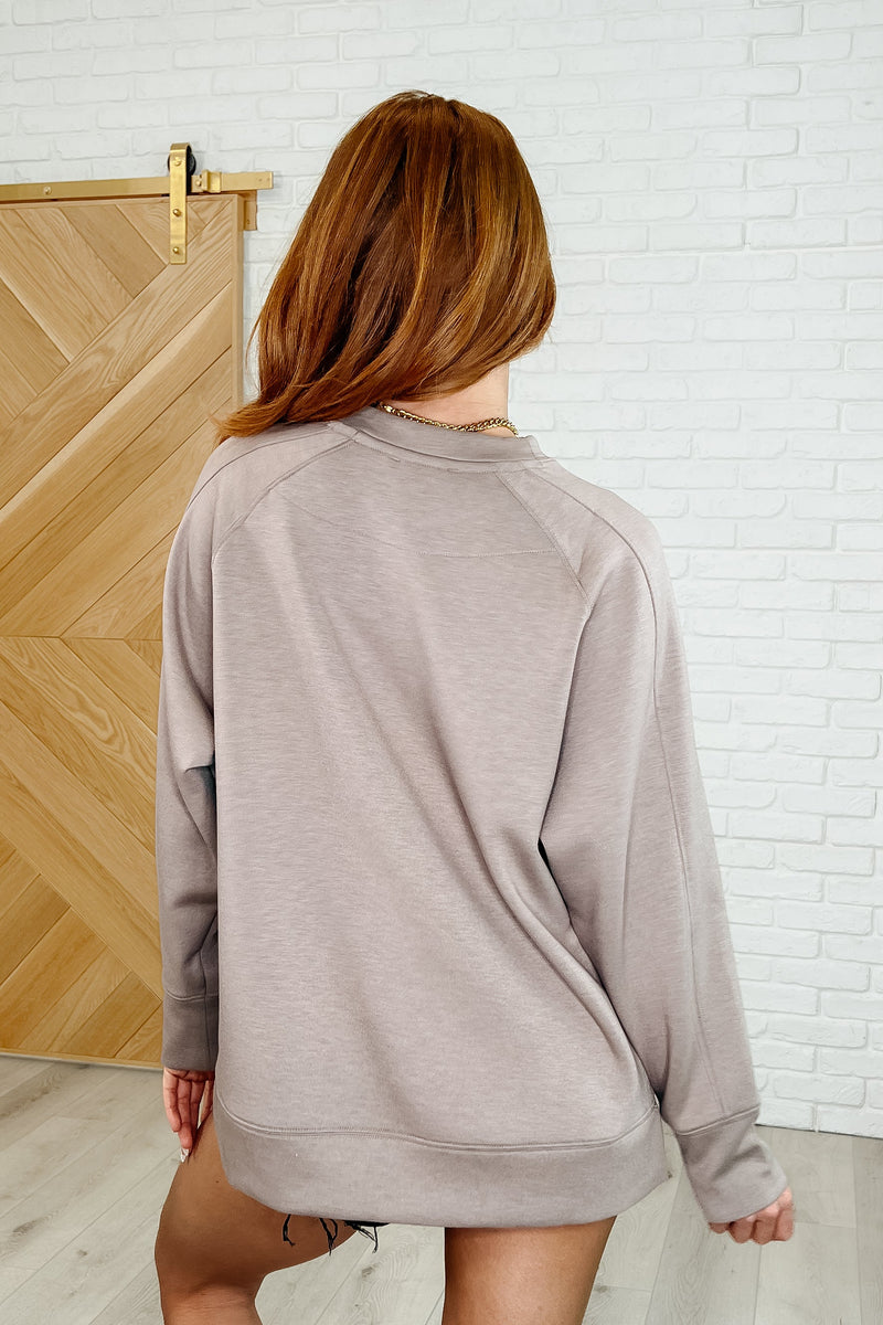 It's The Little Things Relaxed Scuba Pullover in Cocoa - Maple Row Boutique