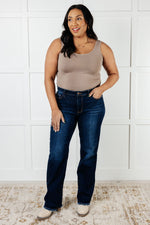 Jacqueline Mid Rise Frayed Hem Straight Leg Jean - Maple Row Boutique