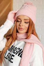 Jane Frost Beanie, Glove, and Scarf Set in Pink - Maple Row Boutique